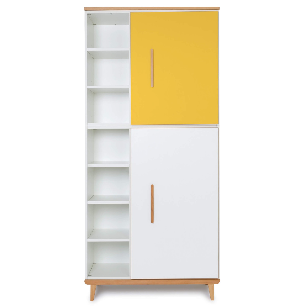 Armoire 198 cm 2 portes NADO Retro finition hêtre sunshine yellow-white
