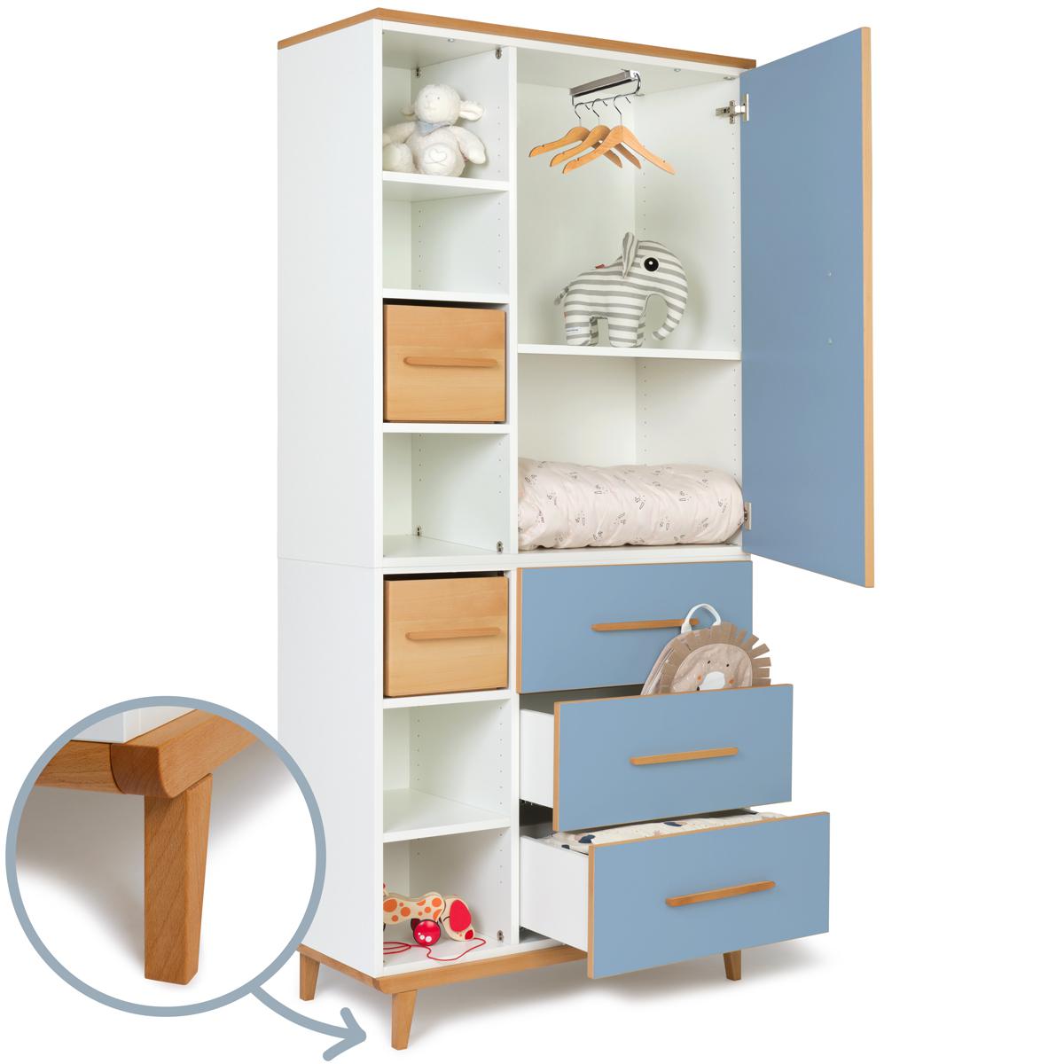 Armoire 198cm 1 porte 3 tiroirs NADO capri blue