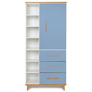 Armoire 198cm 1 porte 3 tiroirs NADO capri blue