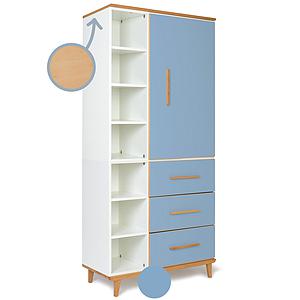 Armoire 198cm 1 porte 3 tiroirs NADO capri blue