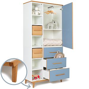 Armoire 198cm 1 porte 3 tiroirs NADO capri blue