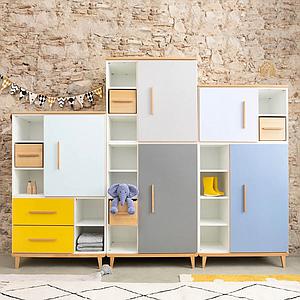 Armoire 198cm 1 porte 3 tiroirs NADO sky blue