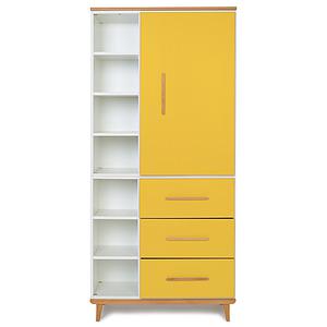 Armoire 198cm 1 porte 3 tiroirs NADO sunshine yellow