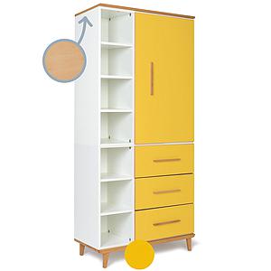 Armoire 198cm 1 porte 3 tiroirs NADO sunshine yellow