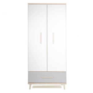 Armoire 2 portes 1 tiroir NADO Retro finition frêne white-manhattan grey