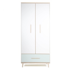 Armoire 2 portes 1 tiroir NADO Retro finition frêne white-mint