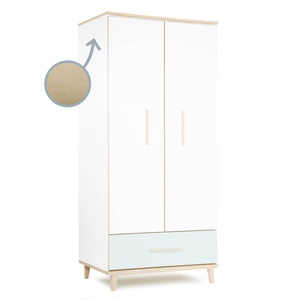Armoire 2 portes 1 tiroir NADO Retro finition frêne white-mint