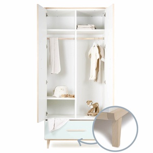 Armoire 2 portes 1 tiroir NADO Retro finition frêne white-mint