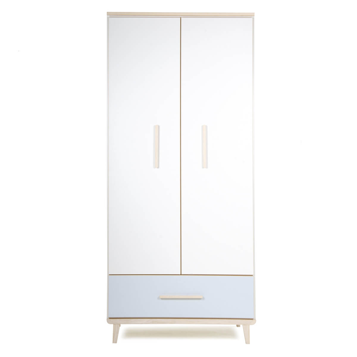 Armoire 2 portes 1 tiroir NADO Retro finition frêne white-sky blue