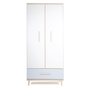 Armoire 2 portes 1 tiroir NADO Retro finition frêne white-sky blue