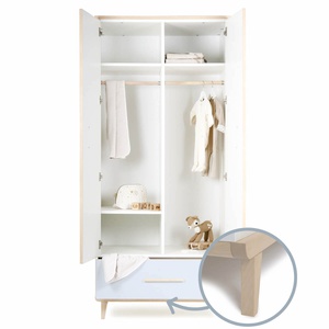 Armoire 2 portes 1 tiroir NADO Retro finition frêne white-sky blue