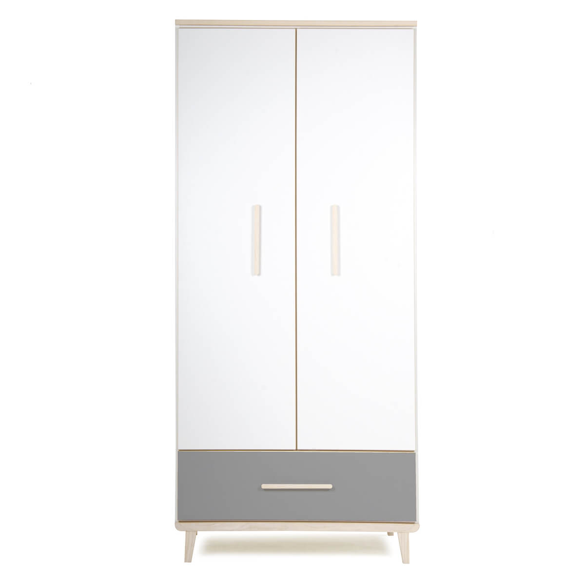 Armoire 2 portes 1 tiroir NADO Retro finition frêne white-slate grey