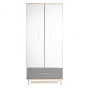 Armoire 2 portes 1 tiroir NADO Retro finition frêne white-slate grey