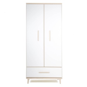 Armoire 2 portes 1 tiroir NADO Retro finition frêne white-white