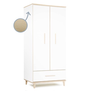 Armoire 2 portes 1 tiroir NADO Retro finition frêne white-white
