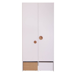 Armoire 2 portes 2 tiroirs KASVA blanc-chêne huilé