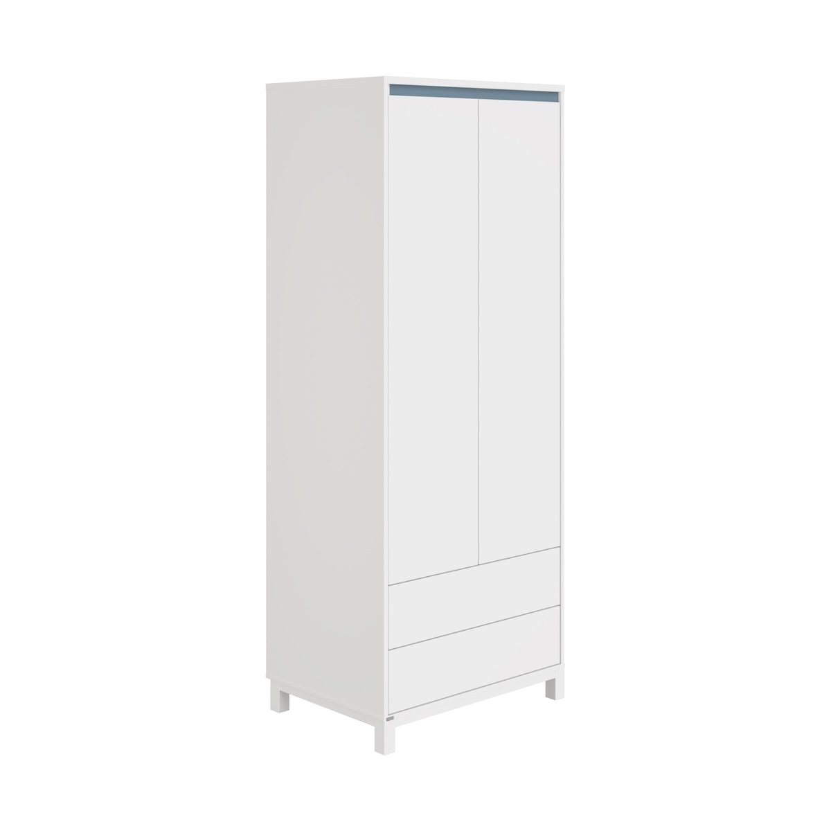Armoire 2 portes 2 tiroirs OLLI Paidi blanc bleu mat