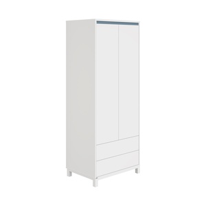 Armoire 2 portes 2 tiroirs OLLI Paidi blanc bleu mat