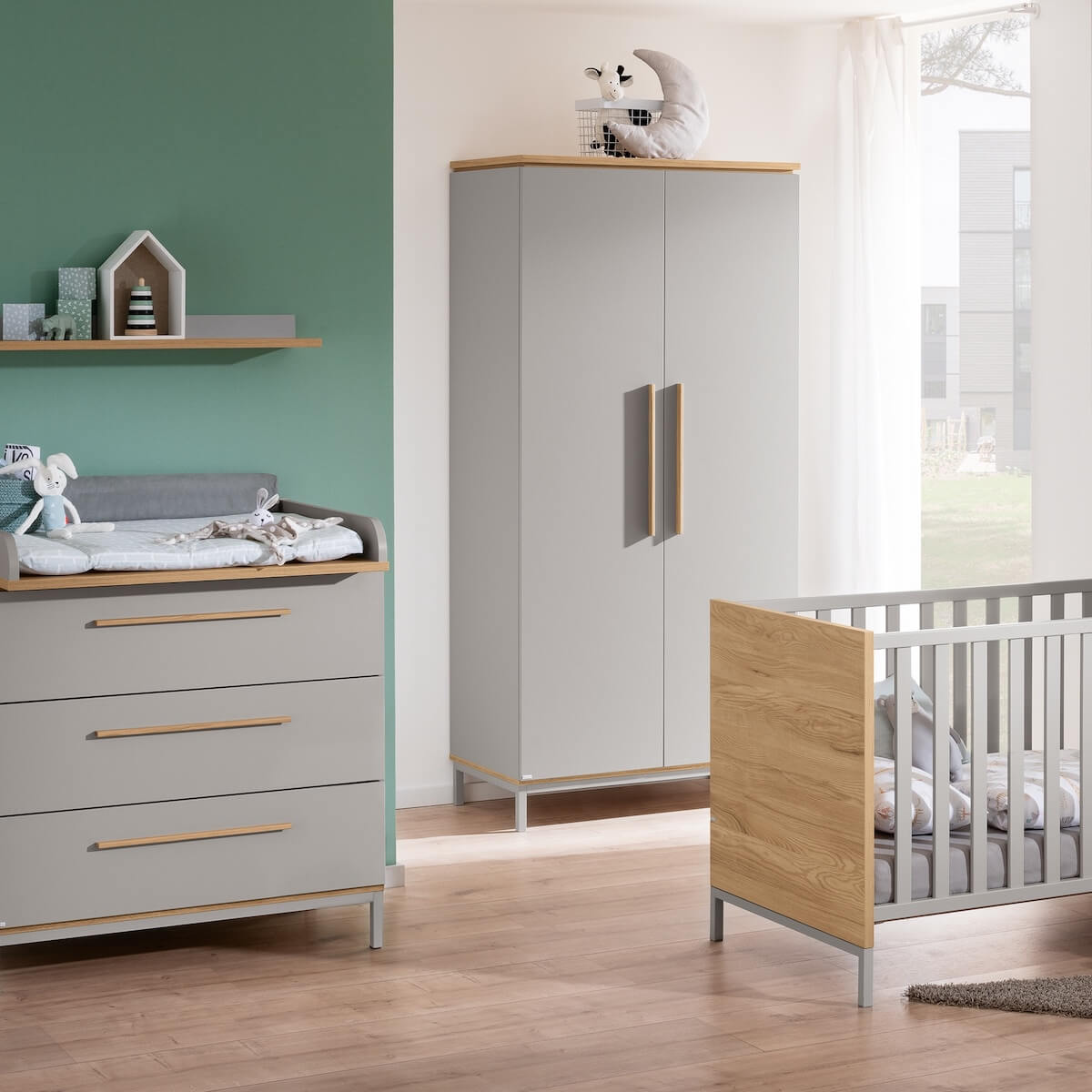 Armoire 2 portes BENNE Paidi Chêne Montana gris ardoise