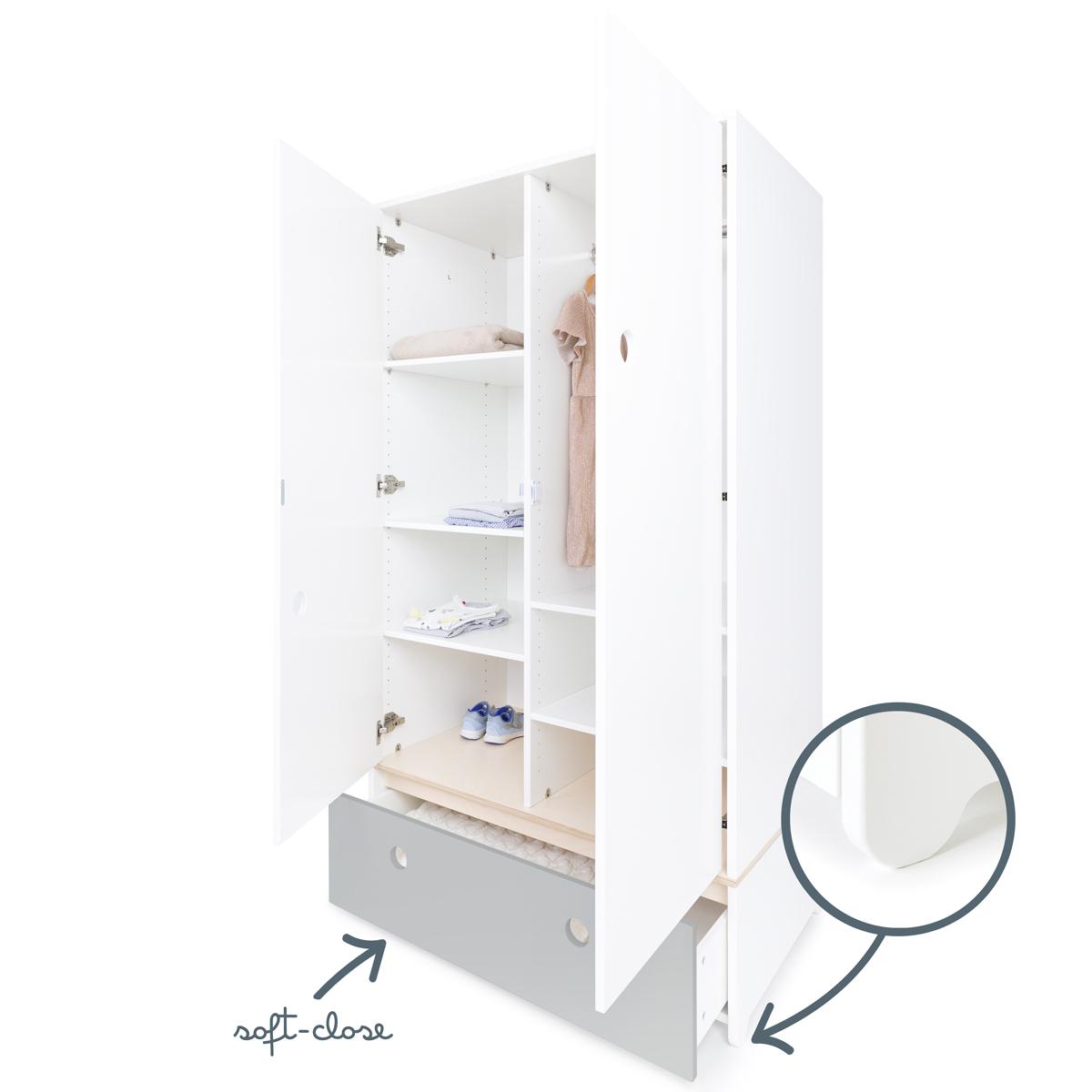 Armoire 2 portes COLORFLEX façade tiroir pearl grey 