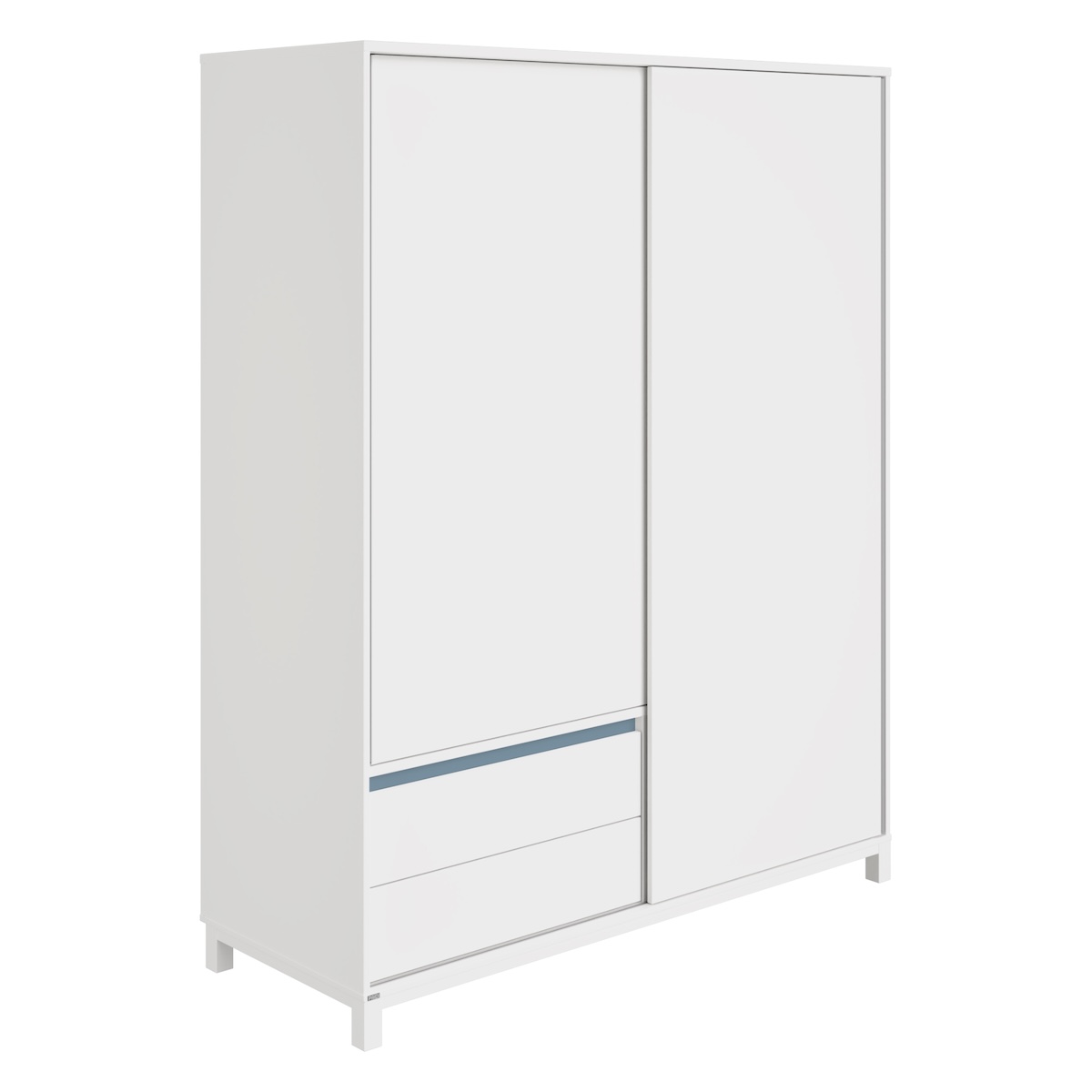 Armoire 2 portes coulissantes 2 tiroirs OLLI Paidi blanc bleu