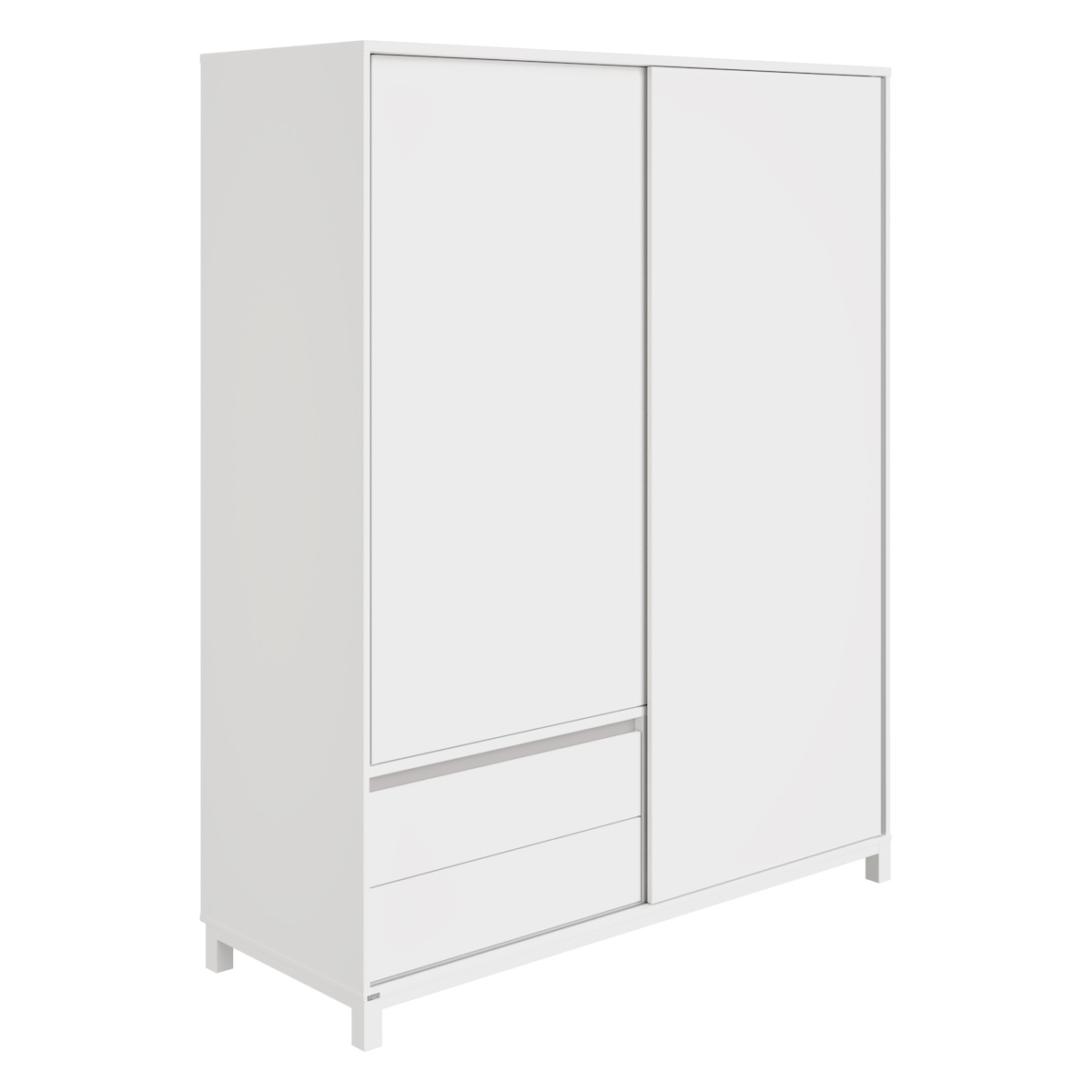 Armoire 2 portes coulissantes 2 tiroirs OLLI Paidi blanc gris ardoise