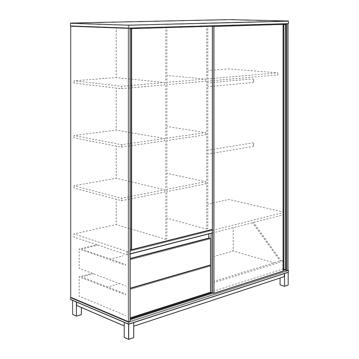 Armoire 2 portes coulissantes 2 tiroirs OLLI Paidi blanc gris ardoise