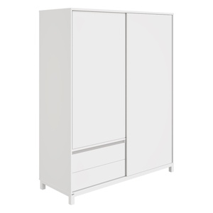 Armoire 2 portes coulissantes 2 tiroirs OLLI Paidi blanc gris ardoise