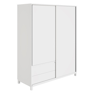 Armoire 2 portes coulissantes 2 tiroirs OLLI Paidi blanc