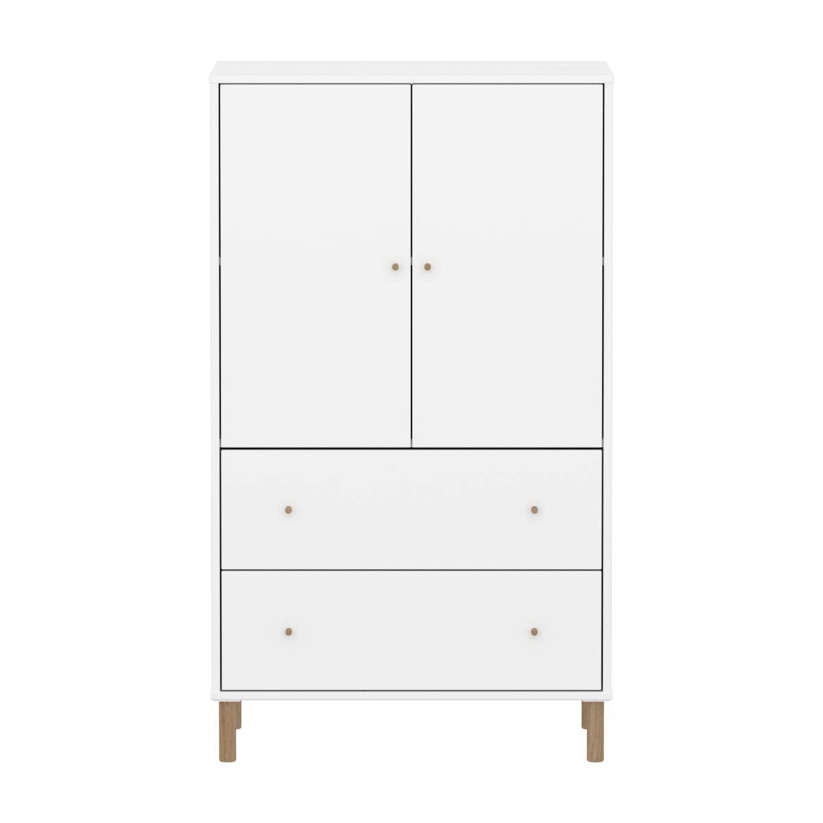 Armoire 2 portes et 2 tiroirs avec pied SAGA Flexa blanc oak
