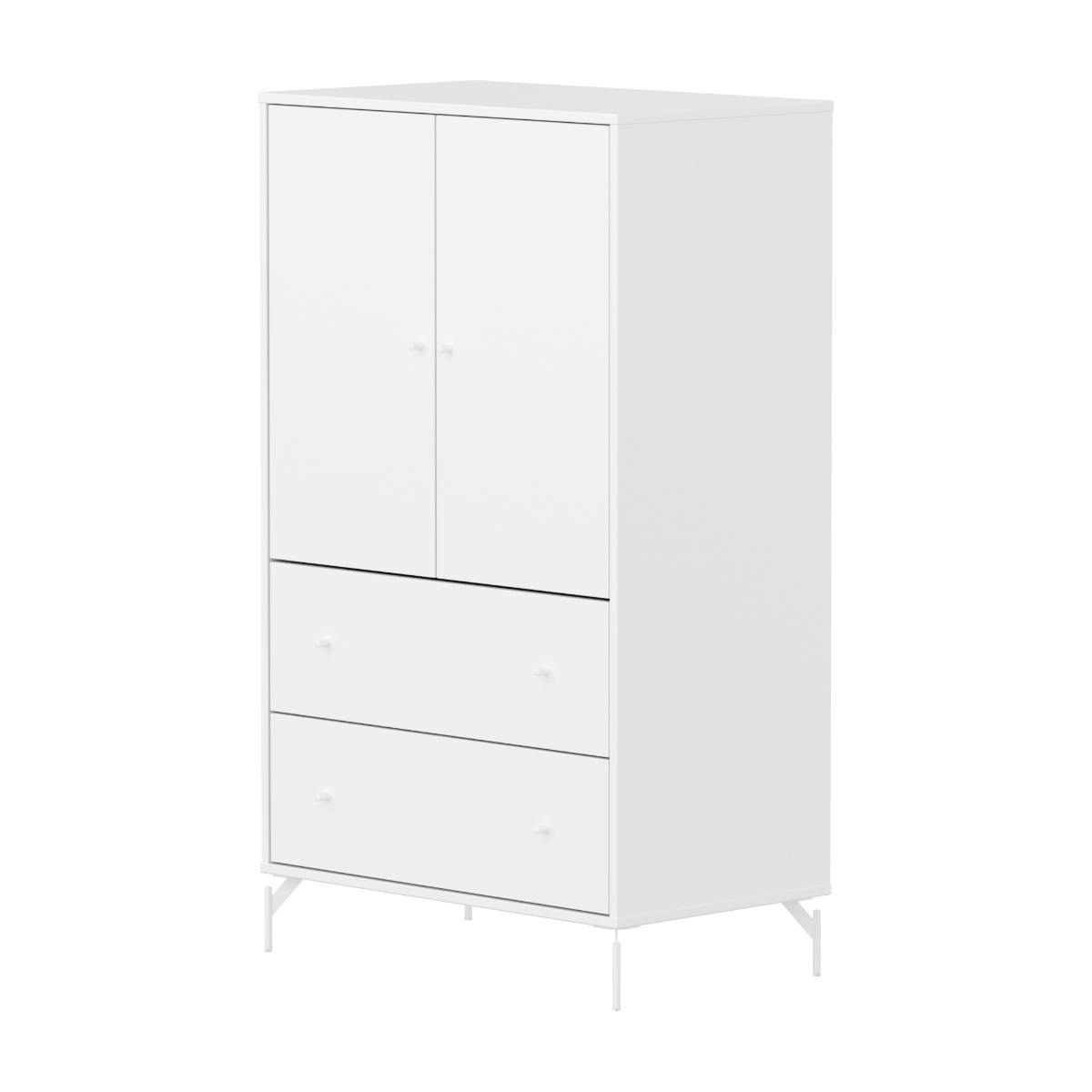 Armoire 2 portes et 2 tiroirs avec pied SAGA Flexa blanc
