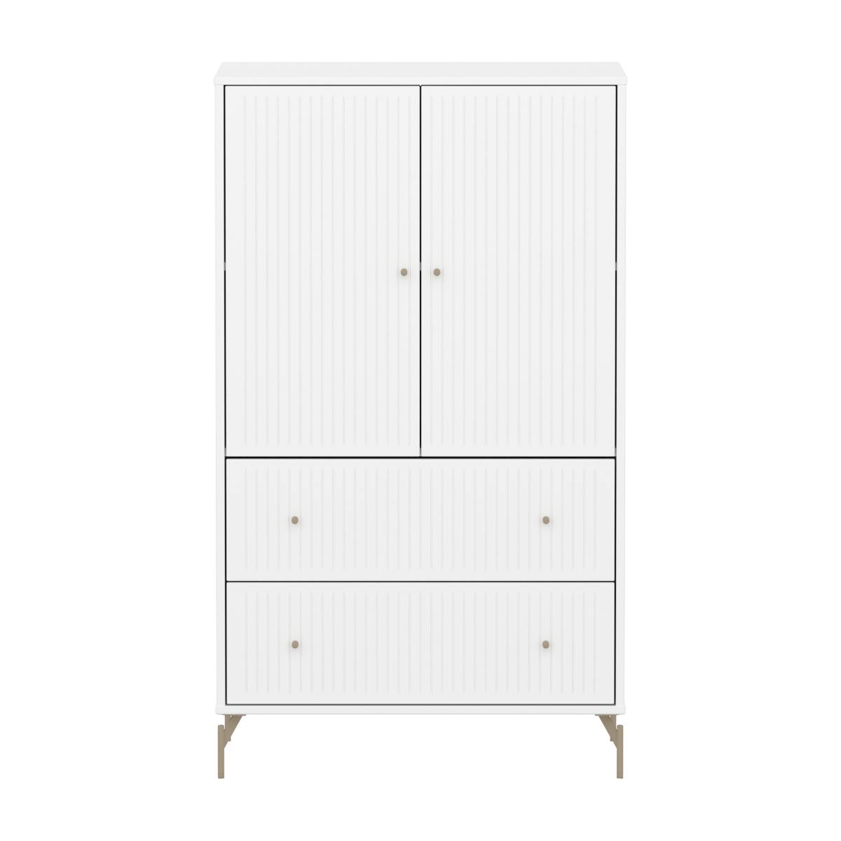 Armoire 2 portes et 2 tiroirs rainures avec pied SAGA Flexa blanc oat