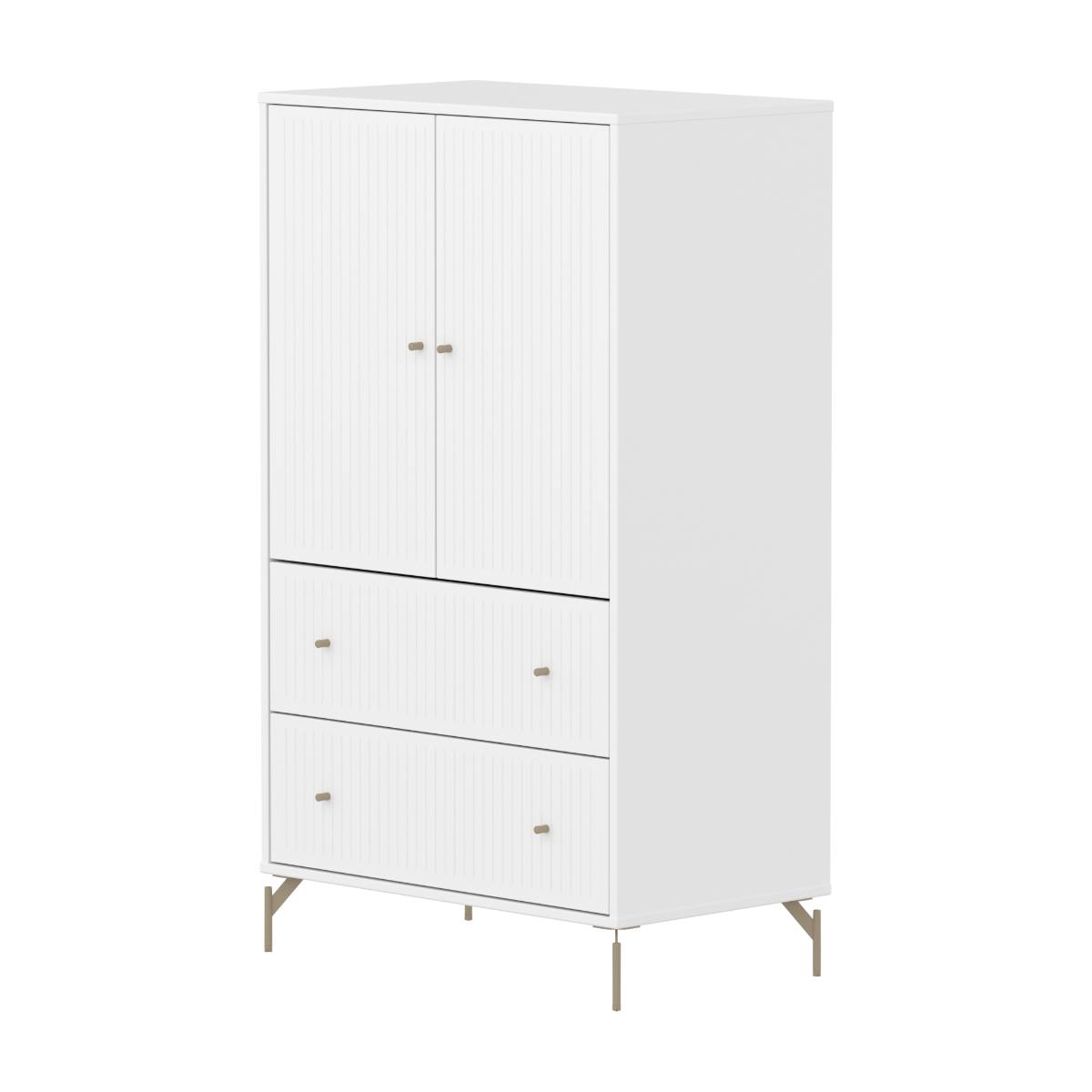 Armoire 2 portes et 2 tiroirs rainures avec pied SAGA Flexa blanc oat