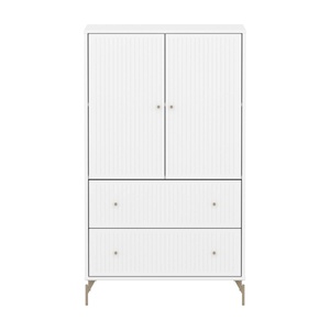 Armoire 2 portes et 2 tiroirs rainures avec pied SAGA Flexa blanc oat