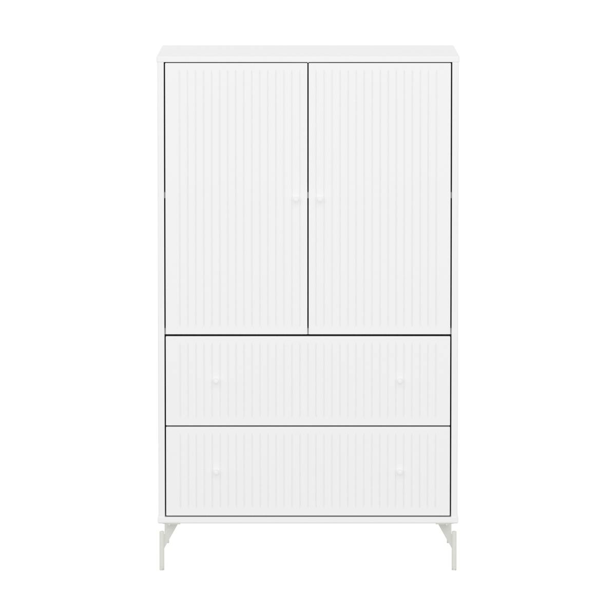 Armoire 2 portes et 2 tiroirs rainures avec pied SAGA Flexa blanc