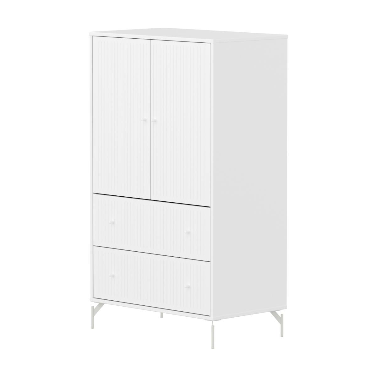 Armoire 2 portes et 2 tiroirs rainures avec pied SAGA Flexa blanc