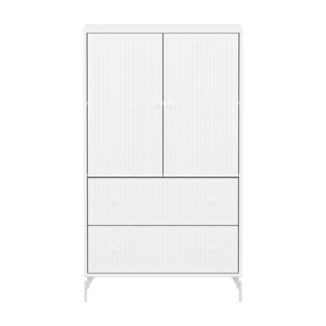 Armoire 2 portes et 2 tiroirs rainures avec pied SAGA Flexa blanc