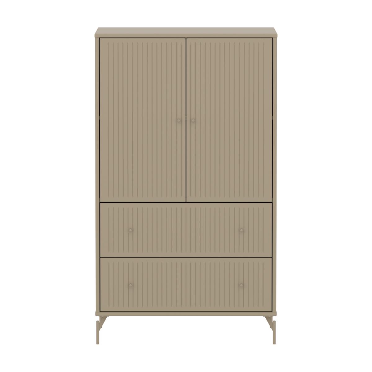 Armoire 2 portes et 2 tiroirs rainures avec pied SAGA Flexa oat light grey