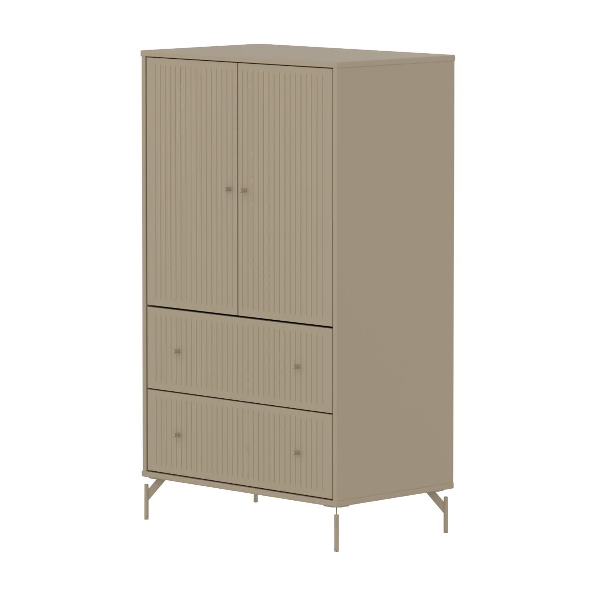 Armoire 2 portes et 2 tiroirs rainures avec pied SAGA Flexa oat light grey