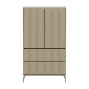Armoire 2 portes et 2 tiroirs rainures avec pied SAGA Flexa oat light grey