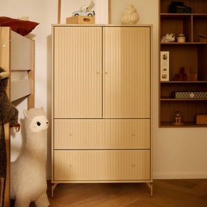 Armoire 2 portes et 2 tiroirs rainures avec pied SAGA Flexa oat light grey