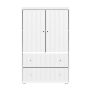 Armoire 2 portes et 2 tiroirs rainures SAGA Flexa blanc oak