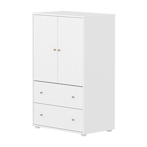 Armoire 2 portes et 2 tiroirs rainures SAGA Flexa blanc oak