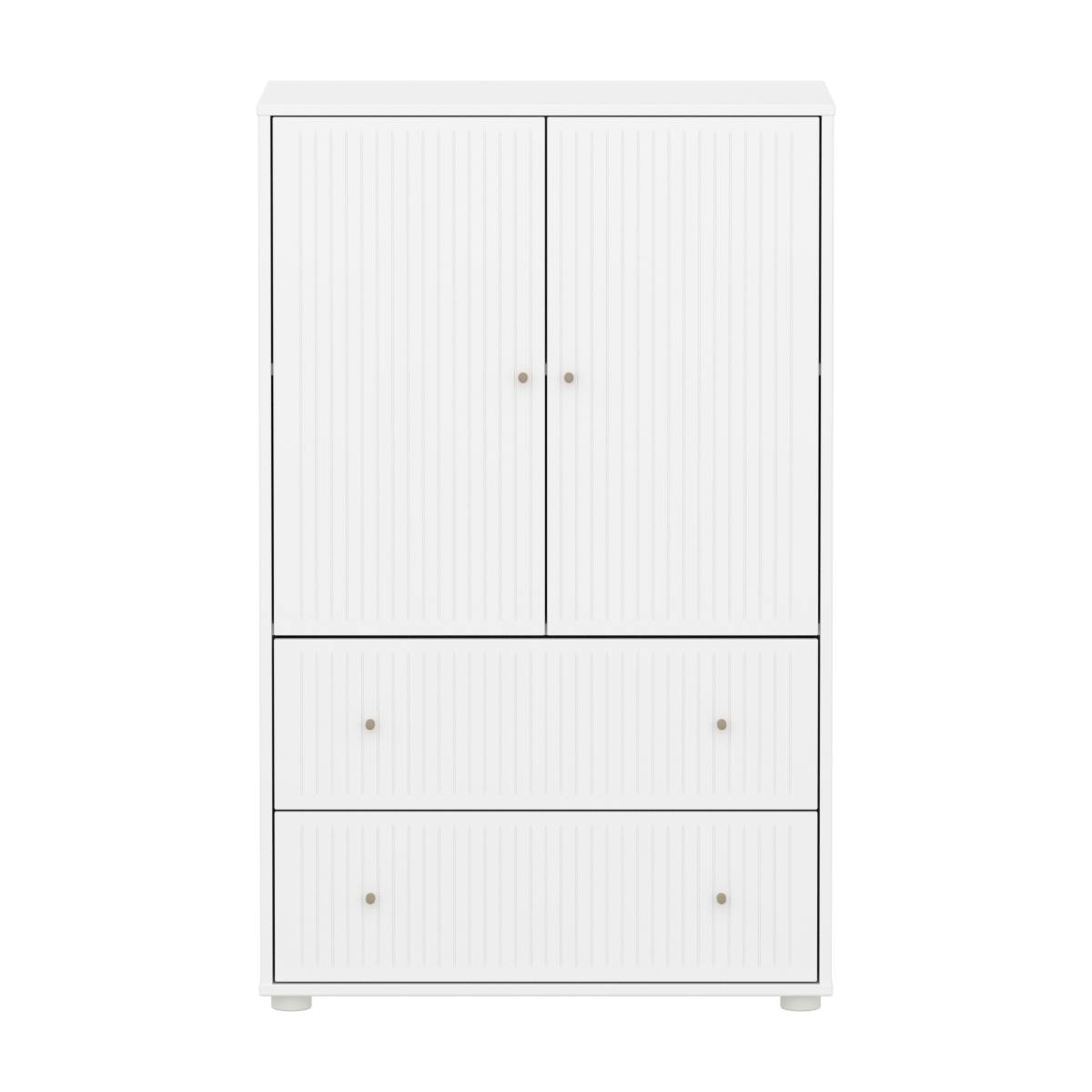 Armoire 2 portes et 2 tiroirs rainures SAGA Flexa blanc oat