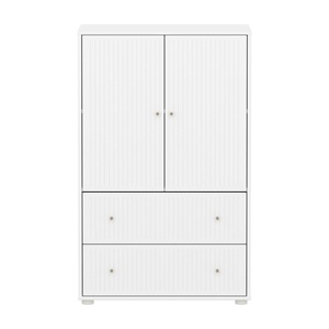 Armoire 2 portes et 2 tiroirs rainures SAGA Flexa blanc oat