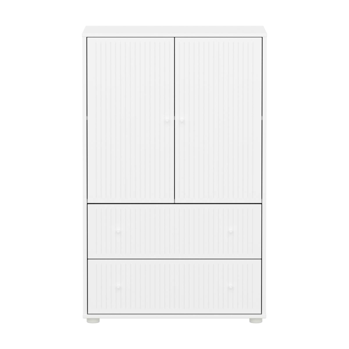 Armoire 2 portes et 2 tiroirs rainures SAGA Flexa blanc