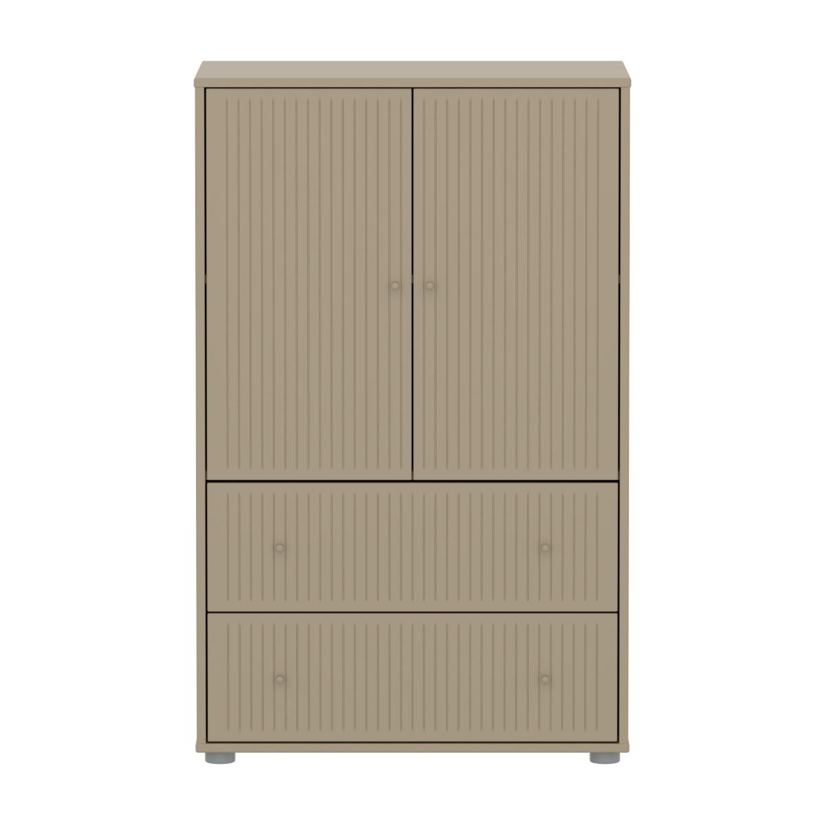 Armoire 2 portes et 2 tiroirs rainures SAGA Flexa oat light grey