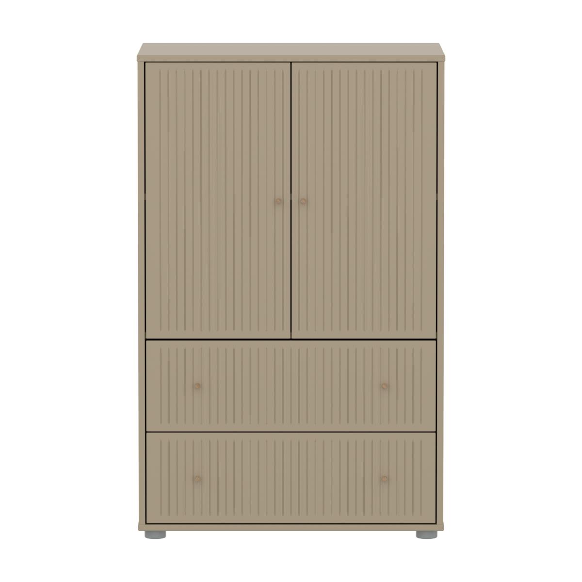 Armoire 2 portes et 2 tiroirs rainures SAGA Flexa oat oak light grey
