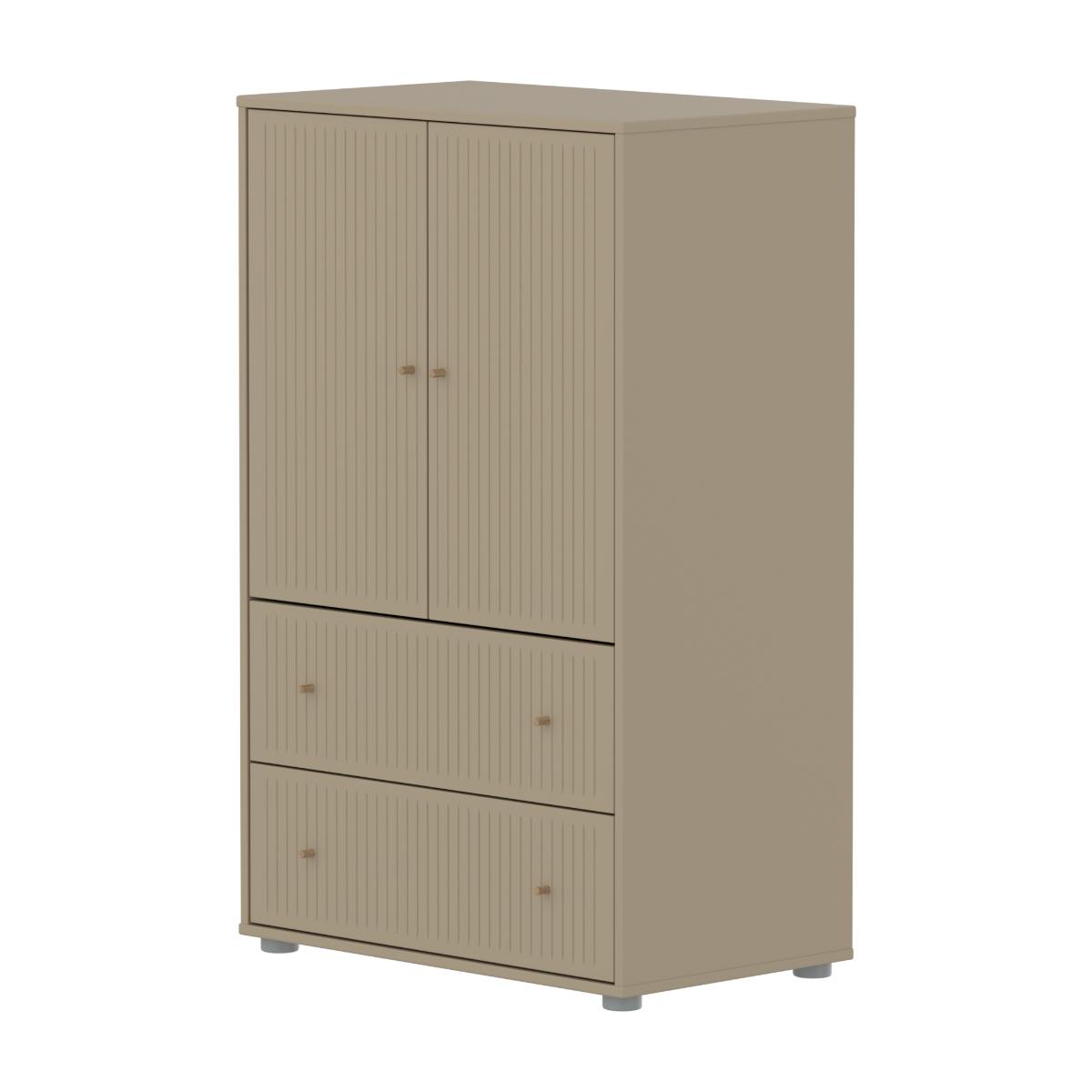 Armoire 2 portes et 2 tiroirs rainures SAGA Flexa oat oak light grey