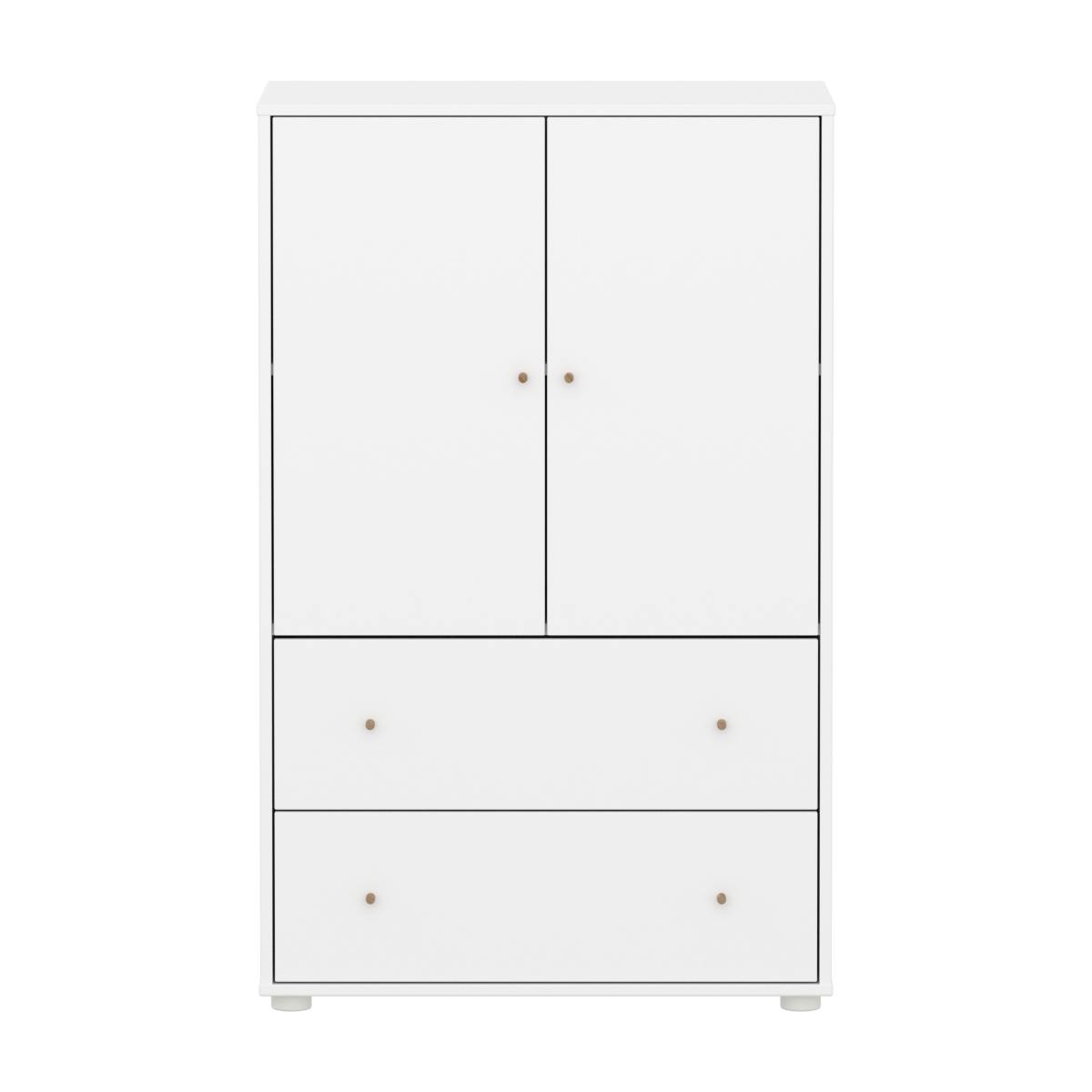 Armoire 2 portes et 2 tiroirs SAGA Flexa blanc oak